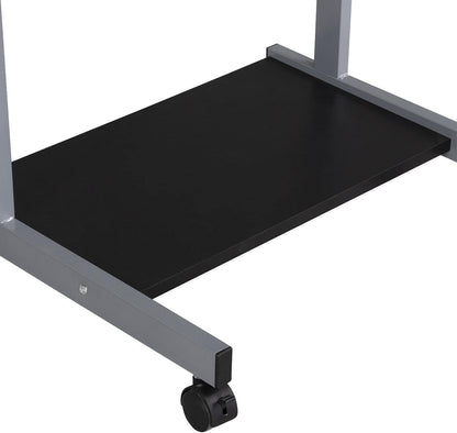 Mobile Computer Desk Cart, Small Rolling Laptop Desk PC Table Workstation with Drawer and Printer Shelf, Writing Desk Table for Small Space/Home Office