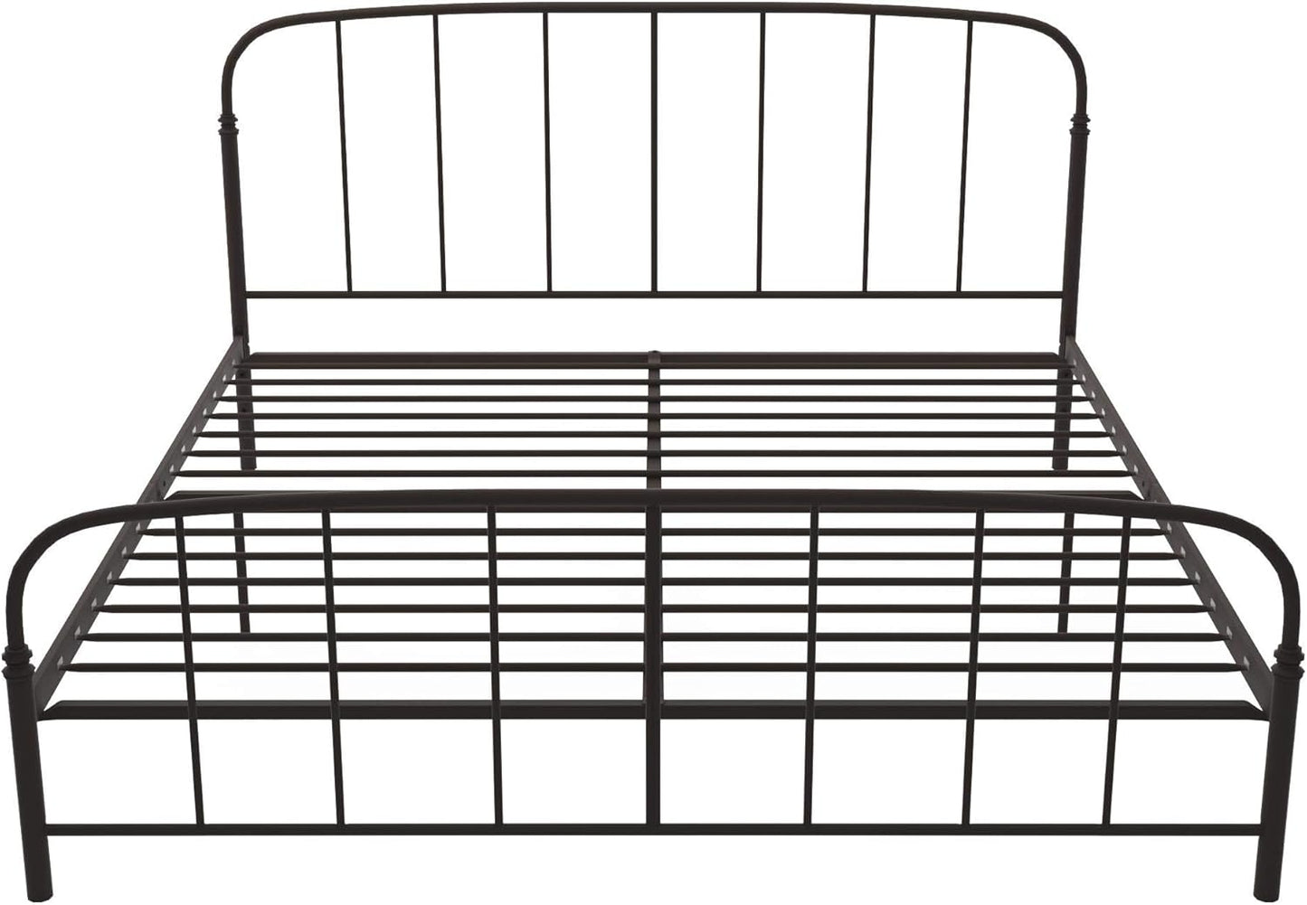 Lafayette Metal Platform Bed with Rustic Style Curved Headboard and Footboard, Adustable Base Height for Underbed Storage, No Box Spring Needed, King, Bronze