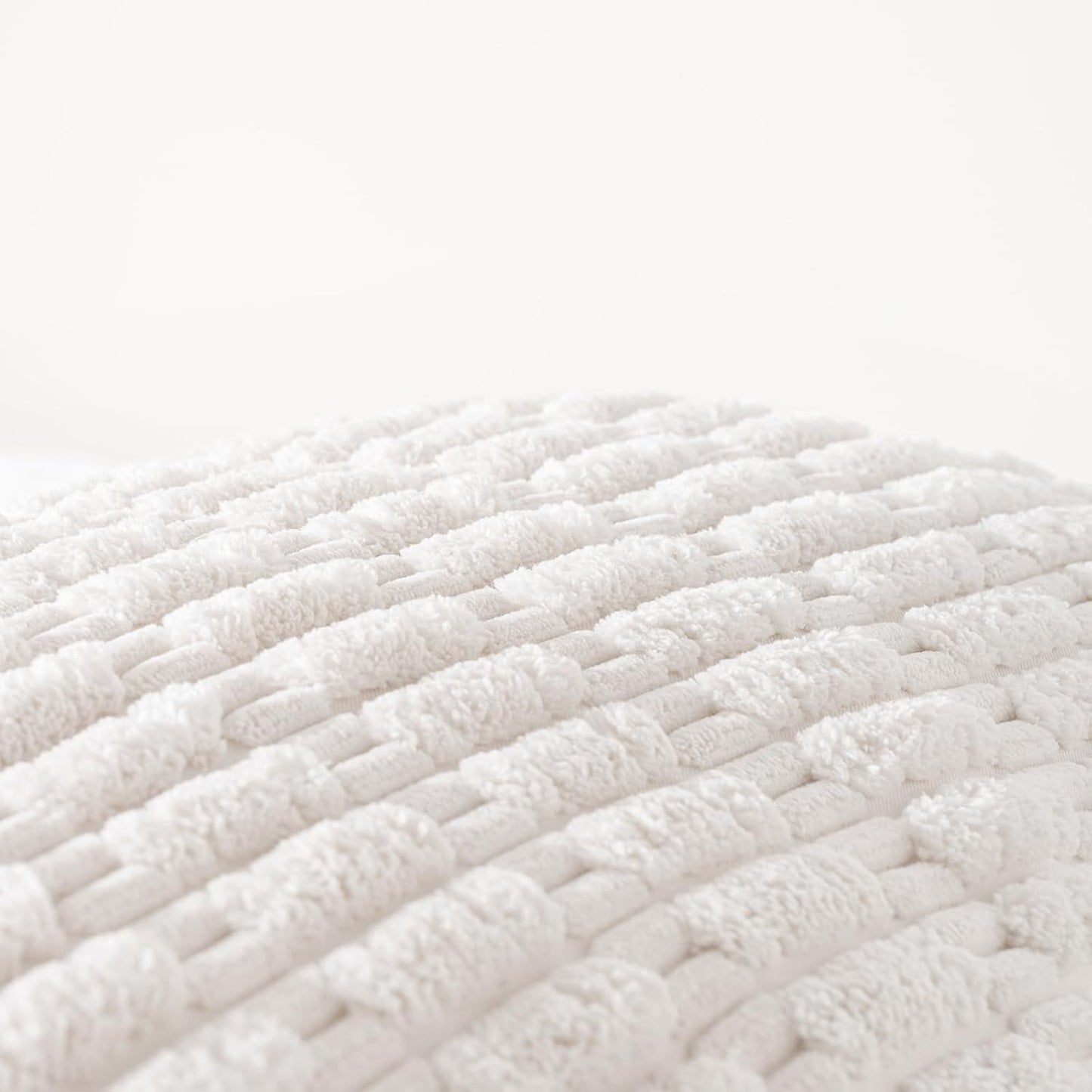 Cream Boho Long Body Lumbar Decorative Throw Pillow Cover 14X36 Inch for Bed Couch Bedroom Bench, Soft Corduroy Rectangle Solid Pillow Case 35X91 Cm, Rustic Farmhouse Room Decor