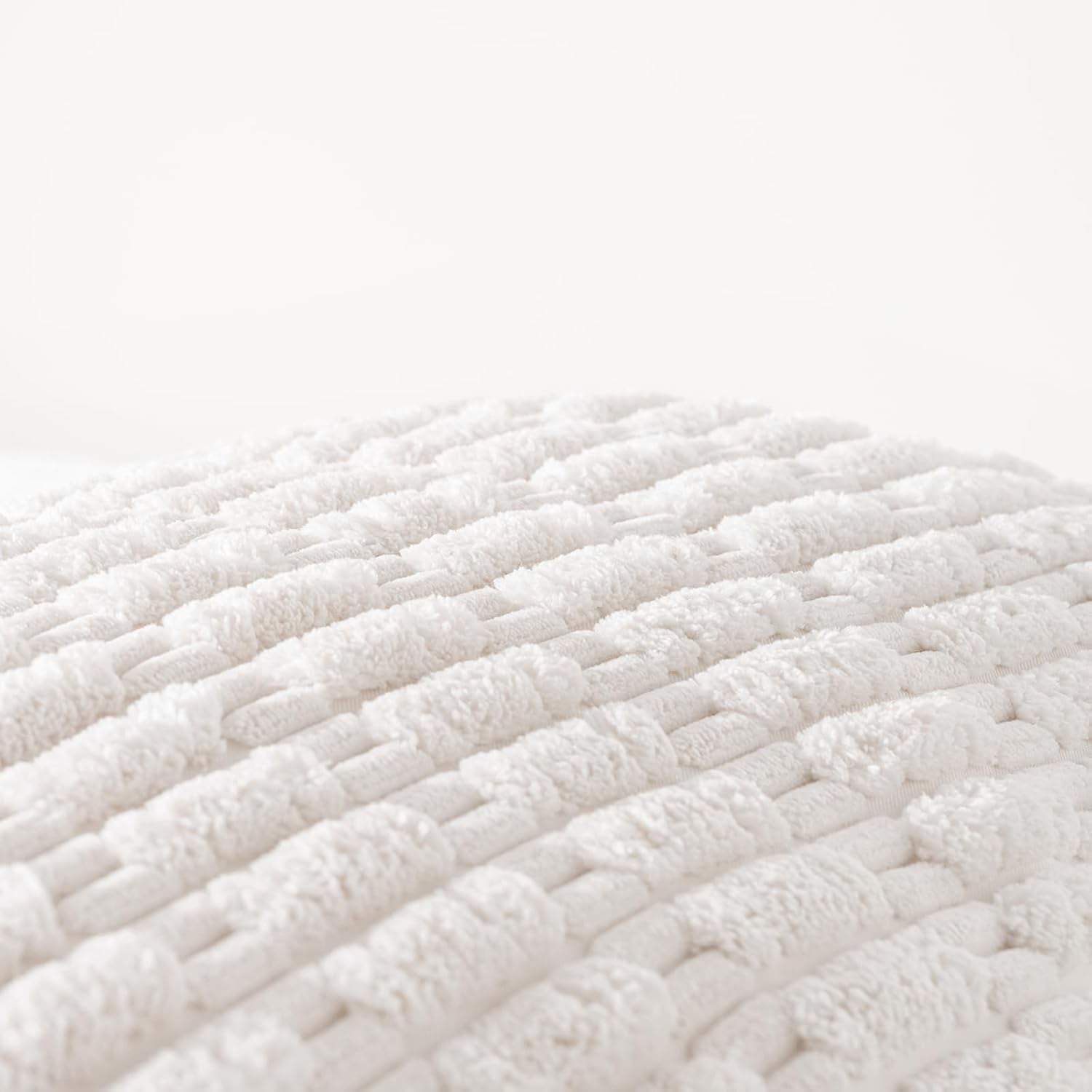 Cream Boho Long Body Lumbar Decorative Throw Pillow Cover 14X36 Inch for Bed Couch Bedroom Bench, Soft Corduroy Rectangle Solid Pillow Case 35X91 Cm, Rustic Farmhouse Room Decor