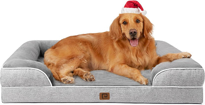 Orthopedic Dog Beds for Extra Large Dogs 44X32Inch, Waterproof Memory Foam XL Pet Bed with Sides, Non-Slip and Egg-Crate Foam Big Dog Couch Bed with Washable Removable Cover, Grey
