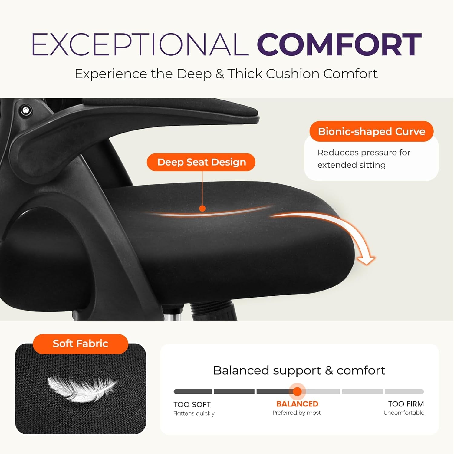 Office Desk Computer Gaming Ergonomic Chair with Lumbar Back Support Adjustable Height Swivel Wheels Flip-Up Arms Mesh Chair for Home or Office (Black)