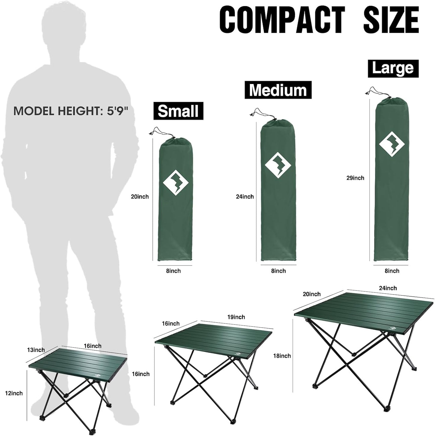 Portable Camping Side Table, Ultralight Aluminum Folding Beach Table with Carry Bag for Outdoor Cooking, Picnic, Camp, Boat, Travel