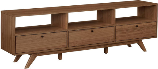 Kimi Mid Century Modern Minimalist Drop-Down Door Stand for Tvs up to 85 Inches, 70 Inch, Mocha