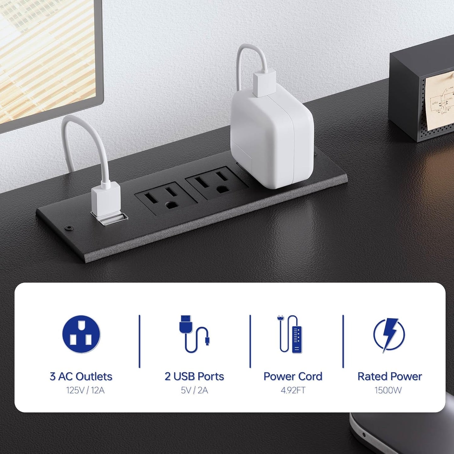 47 Inch Computer Desk with 8 Fabric Drawers PC Gaming Desk Home Office Study Work Writing Table for Bedroom Brown