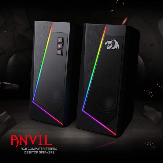 GS520 RGB Desktop Speakers, 2.0 Channel PC Computer Stereo Speaker with 6 Colorful LED Modes, Enhanced Sound and Easy-Access Volume Control, USB Powered W/ 3.5Mm Cable