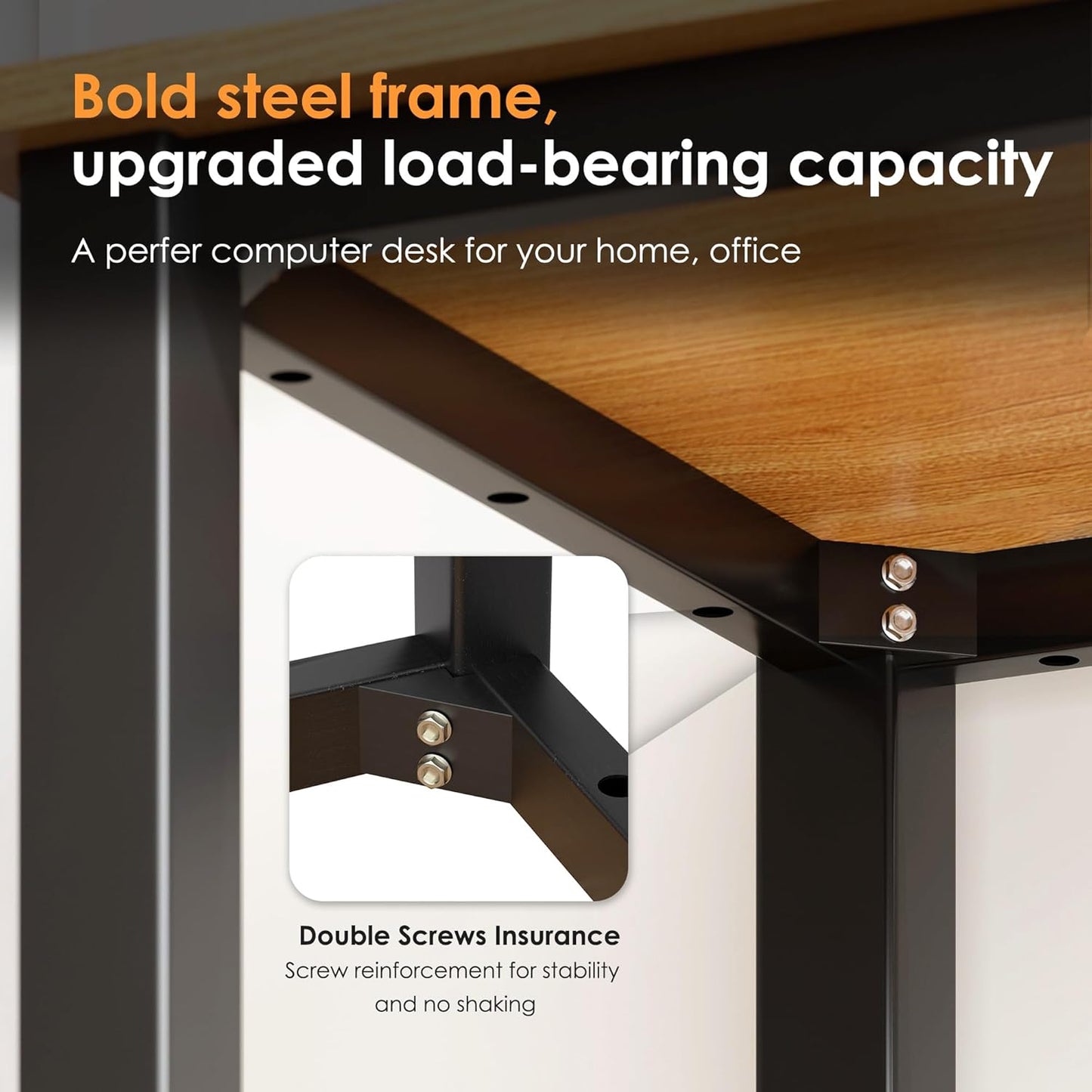 54.3 Inch Large Computer Desk, Modern Simple Style Desk for Home Office, Basic Writing Table for Study Student, Teak