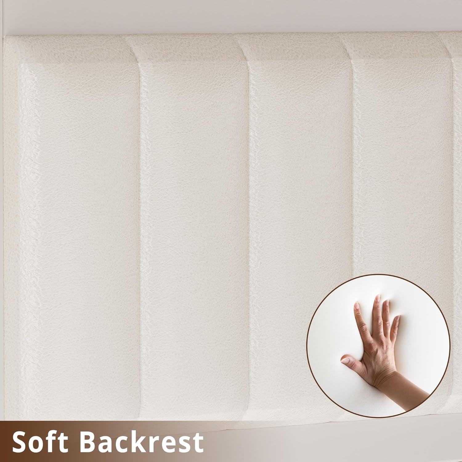 Daybed with Trundle, Sturdy Metal Twin Bed Frame with X-Shaped Frame, Upholstered Farmhouse Daybed with Charging Station for Living Room, Bedroom, and Guest Room, White/Walnut