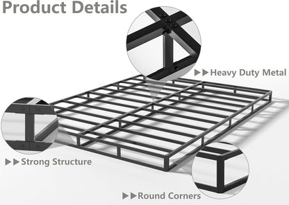 5 Inch Box Spring for Queen Bed, Heavy Duty Metal Mattress Foundation, 3000 Lbs Capacity, Low Profile Bed Base, Noise-Free, Easy Assembly, Fabric Cover