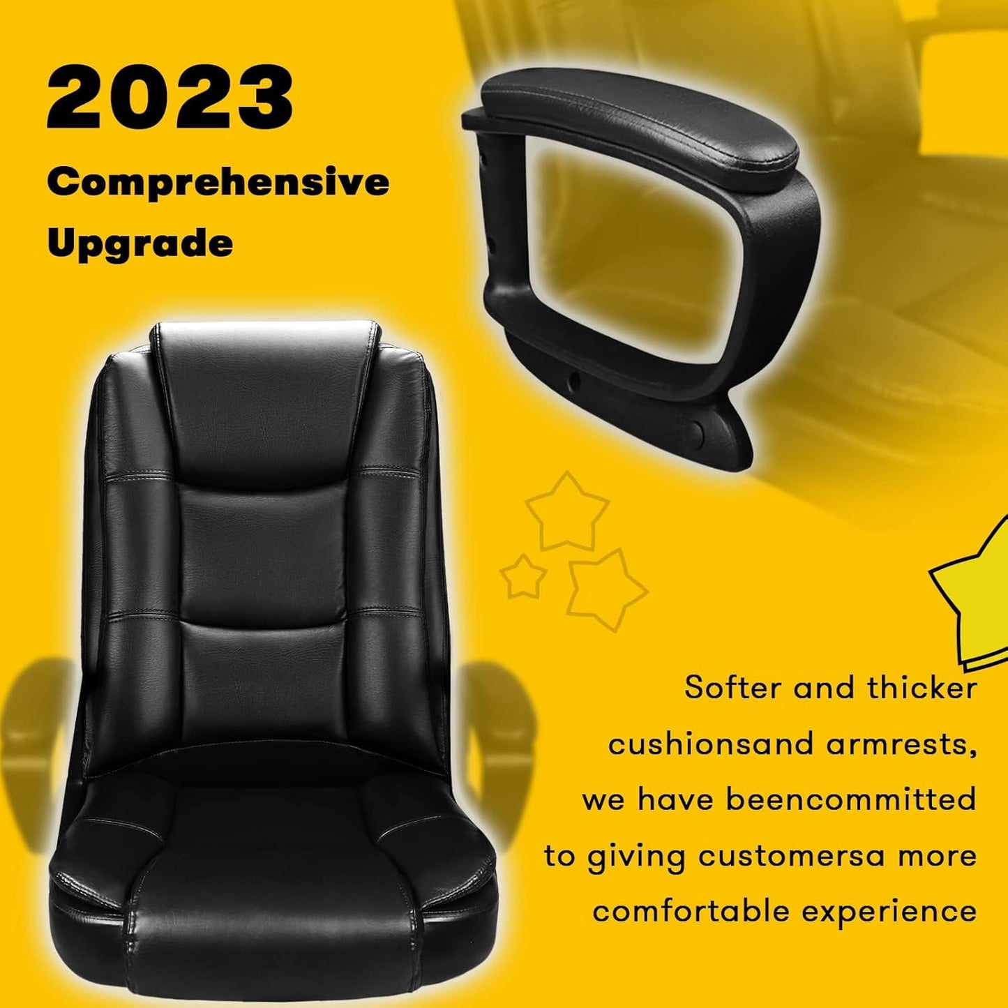 Home Office Chair, 400LBS Big and Tall Computer Chair Heavy Duty Design, Ergonomic High Back Cushion Lumbar Back Support, Adjustable Executive Leather with Armrest