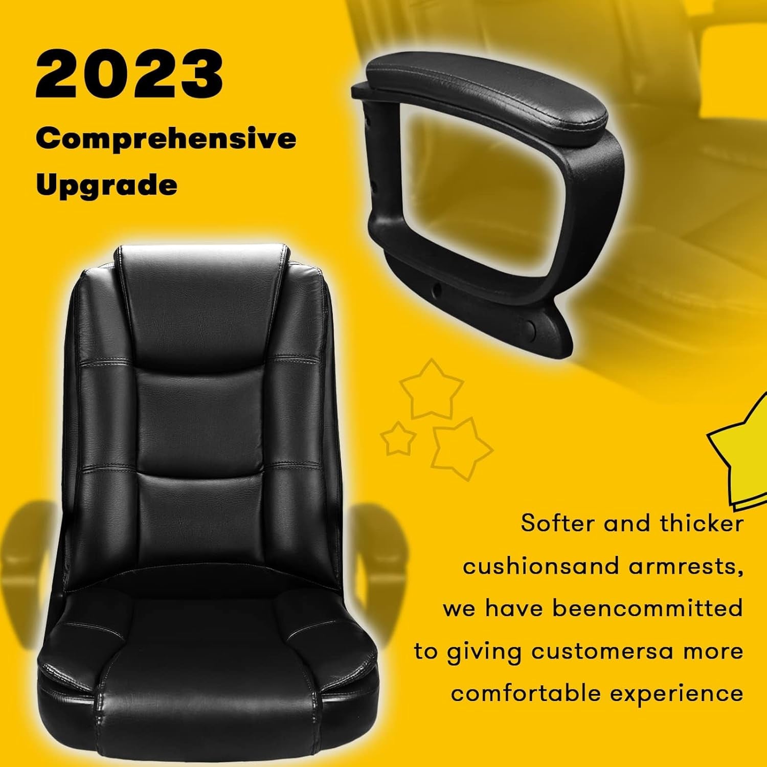 Home Office Chair, 400LBS Big and Tall Computer Chair Heavy Duty Design, Ergonomic High Back Cushion Lumbar Back Support, Adjustable Executive Leather with Armrest