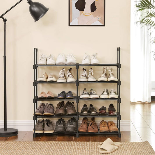 Shoe Rack, 10-Tier Shoe Organizer, Metal Storage Shelf, Upright or Upside Down, for 11-22 Pairs, for Entryway, 11.8 X 17.7 X 68.5 Inches, Black ULSA25BK