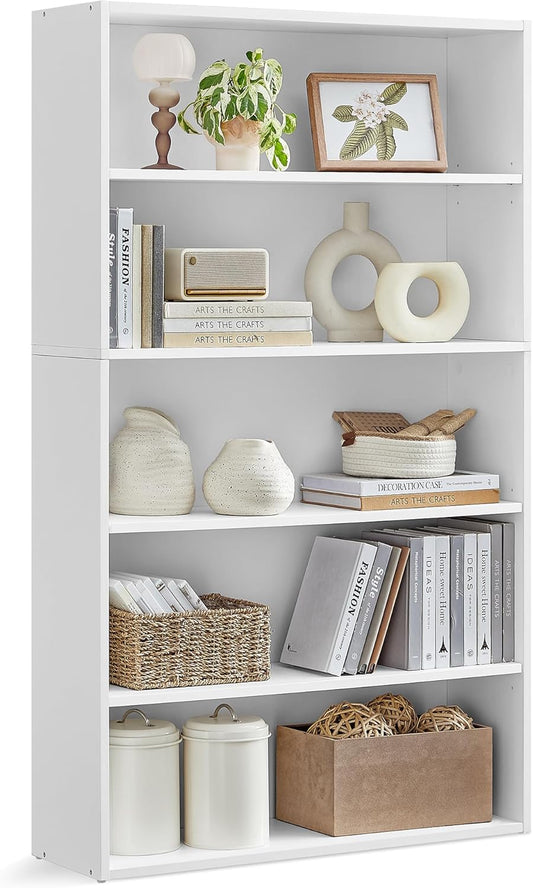 Custos Collection - Bookshelf, 5-Tier Bookcase, Book Shelf, Open Storage Shelf, 9.4 X 30 X 52.8 Inches, for Living Room, Home Office, Dinning Room, Cloud White ULBC175T14