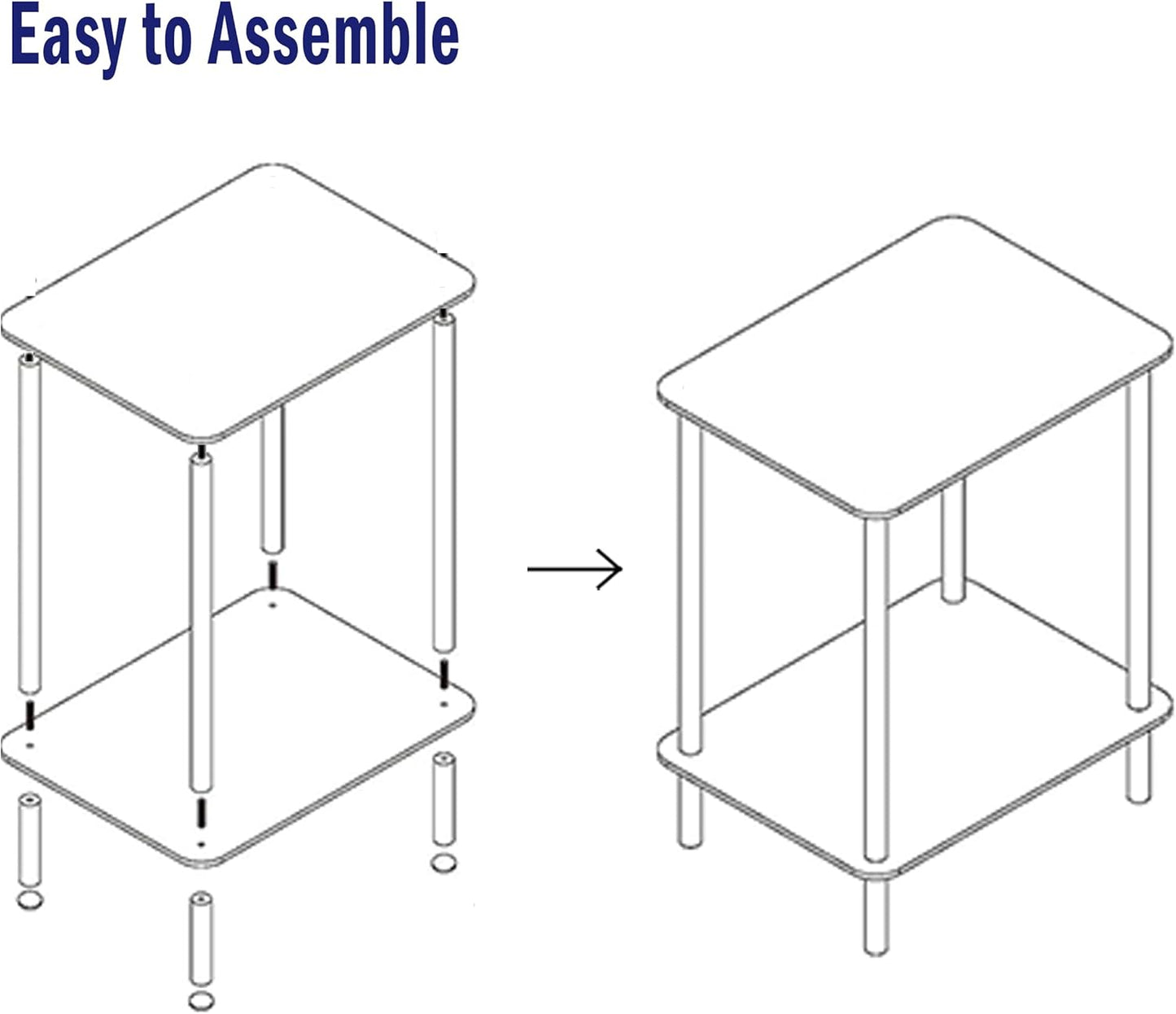 Tempered Glass Side Tables Set of 2 Acrylic End Table with 2 Storage Shelve Transparent Bedside Simplicity Clear 2-Tier Nightstands Small Spaces Office Bedroom Living Room Study Transparent ET-008TR