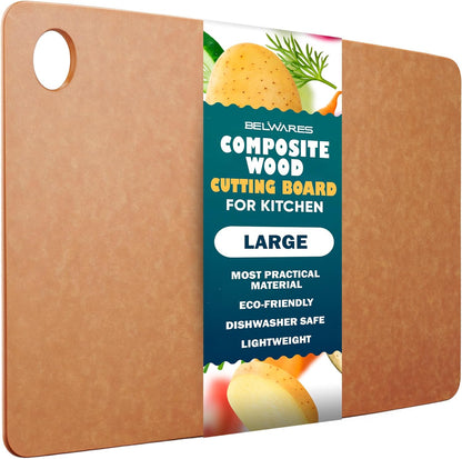 Dishwasher Safe Cutting Board for Kitchen - Large Composite Wood Cutting Board - Thin, BPA Free & Eco-Friendly Chopping Board, Fits Any Countertop, Great Kitchen Gift (14.5 X 11.25 Inch, Natural)
