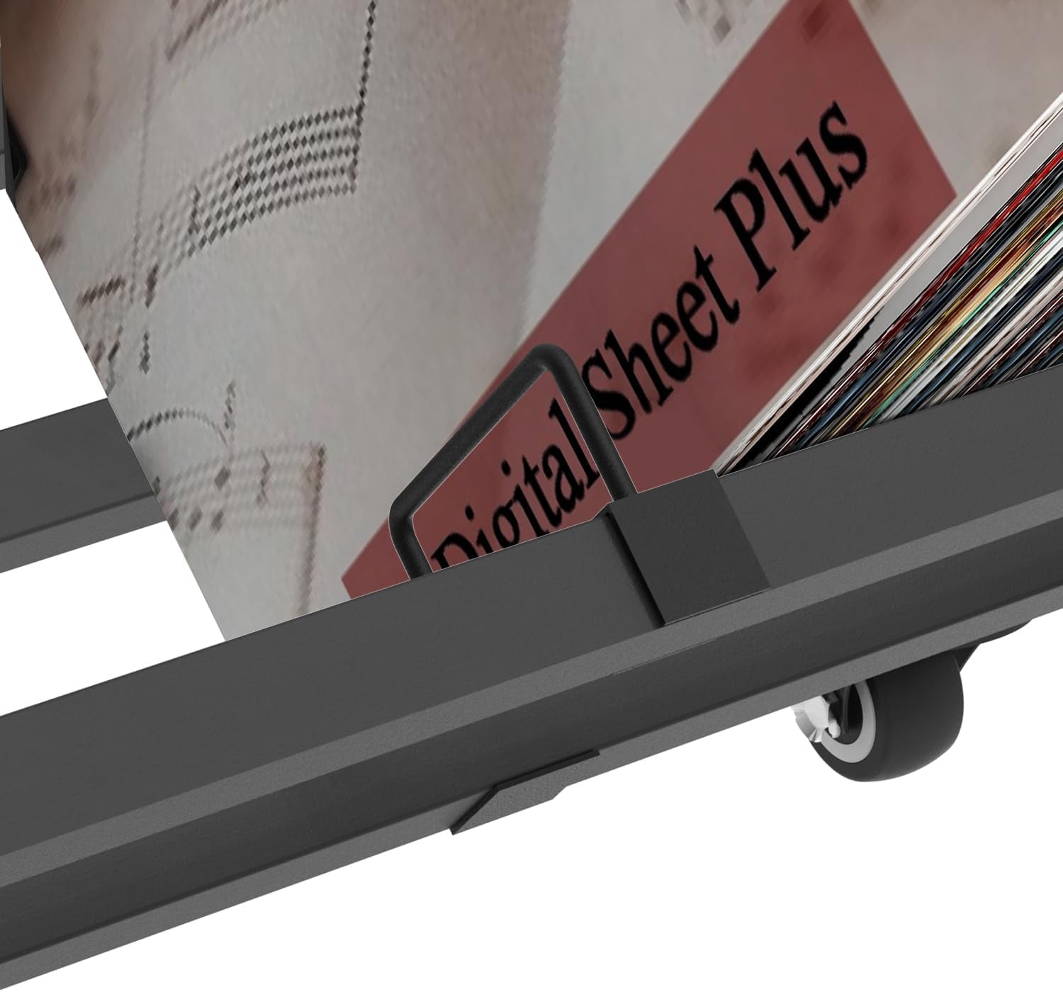 3 Tier Vinyl Record Storage Rack, Mobile Black Metal LP Storage Display Stand with Casters, Large Capacity Record Holder for Albums, Books, Magazines, and Office Files