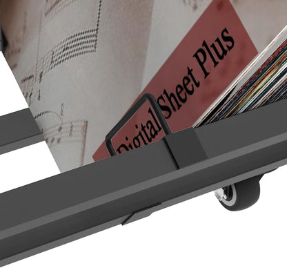3 Tier Vinyl Record Storage Rack, Mobile Black Metal LP Storage Display Stand with Casters, Large Capacity Record Holder for Albums, Books, Magazines, and Office Files