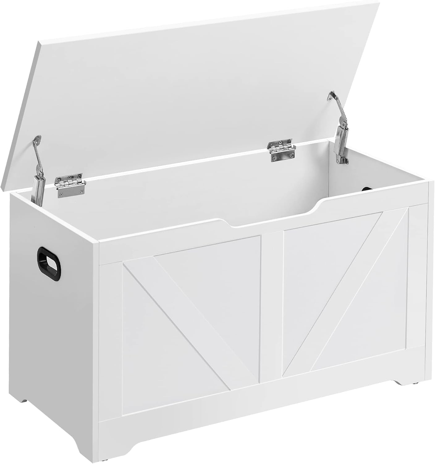 Storage Chest, Storage Trunk with 2 Safety Hinges, Storage Bench, Shoe Bench, Farmhouse Style, 15.7 X 31.5 X 18.1 Inches, for Entryway, Bedroom, Living Room, Cloud White ULSB062T14