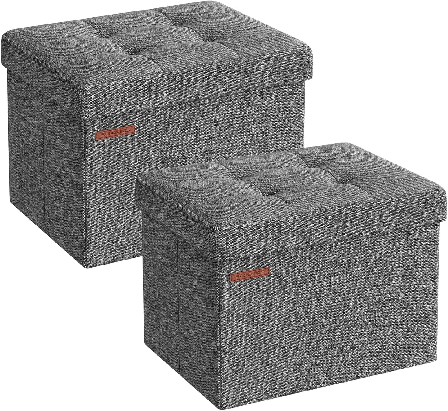 MAZIE Collection - Small Folding Storage Ottoman, Foot Rest Stool, 12.2 X 16.1 X 12.2 Inches, 286 Lb Load Capacity, for Living Room, Bedroom, Home Office, Dorm, Ink Black ULSF102B01