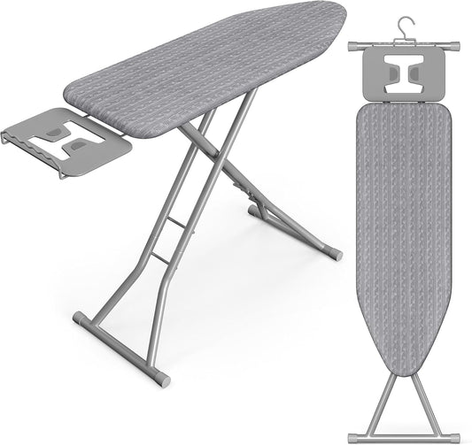 Ironing Board, Retractable Iron Rest, Foldable Iron Board, 43 X 13 Inches, Space-Saving, Height Adjustable, Padded with Cover, Hook, Dove Gray ULLB003GD02S