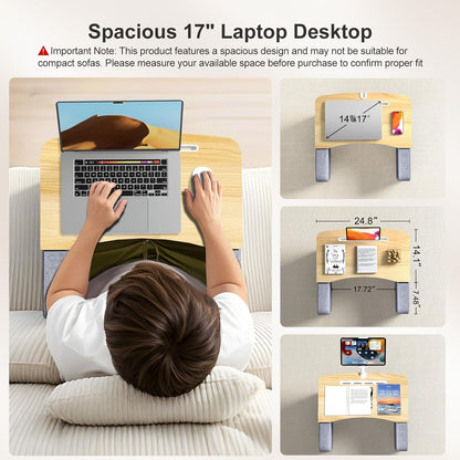 Lap Desk for Adults with Arm Rests,Ergonomic Laptop Pillow Stand for Bed,Couch,Floor,Large Table for Long Hours Work,Eating,Gaming,Reading and Writing,Lap Laptop Desk for College Dorm Room