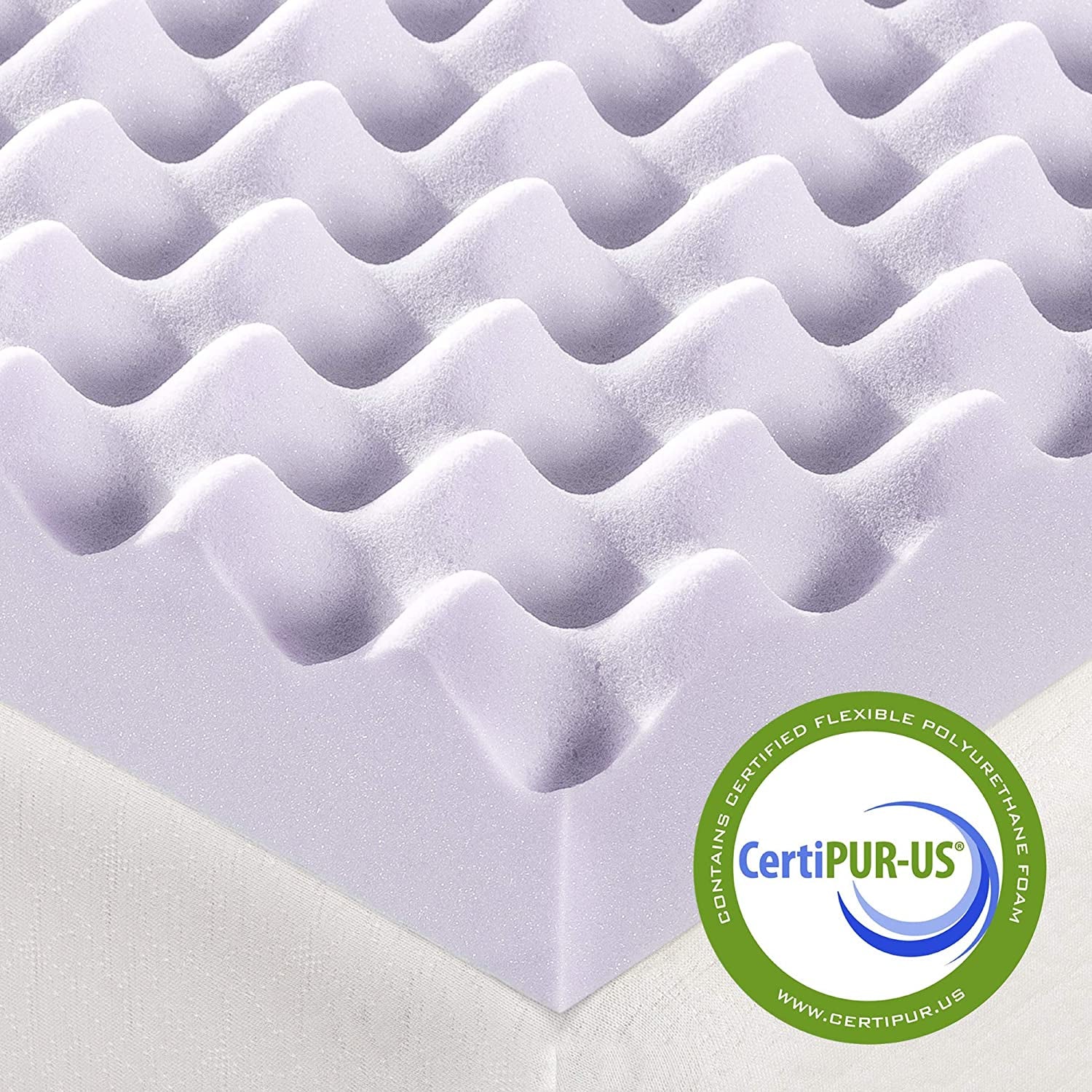 3 Inch Egg Crate Memory Foam Mattress Topper with Soothing Lavender Infusion, Certipur-Us Certified, Dorm Essentials, Twin