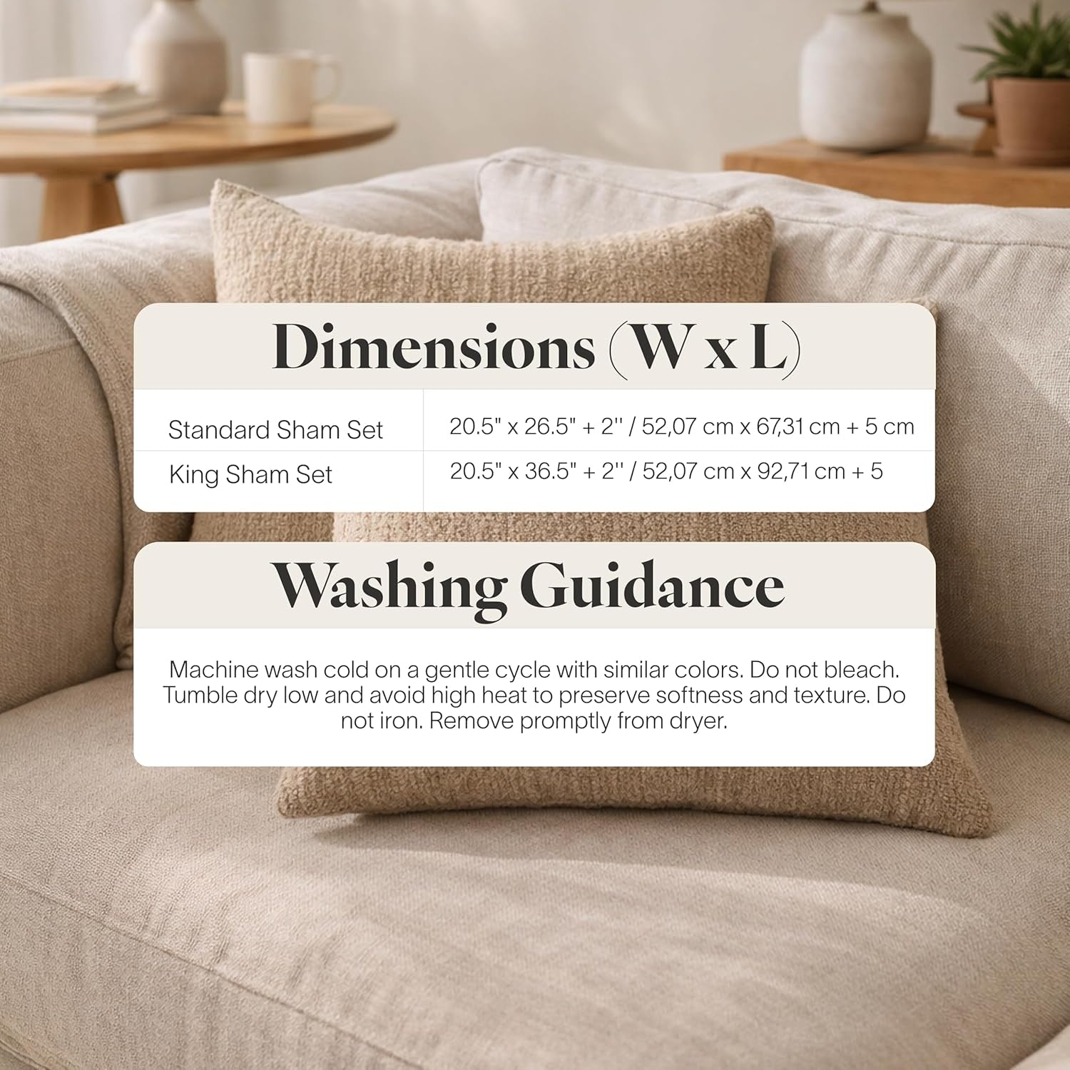 Snug Sham Set (Set of 2) – Ultra Soft Fluffy Pillow Shams, Decorative Bed Pillow Shams - Signature Snug Fabric, Hypoallergenic, Machine Washable - King Size (20.5" X 36.5") - Biscotti