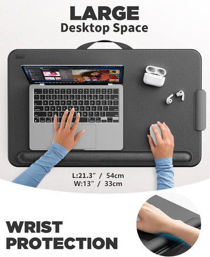 Laptop Lap Desk, Portable Laptop Desk for Bed - Fits up to 17" Laptops & Macbook,Lightweight Lap Tray Table with Storage Drawer, Lap Desk with Cushion, Lap Stand for Bed & Couch