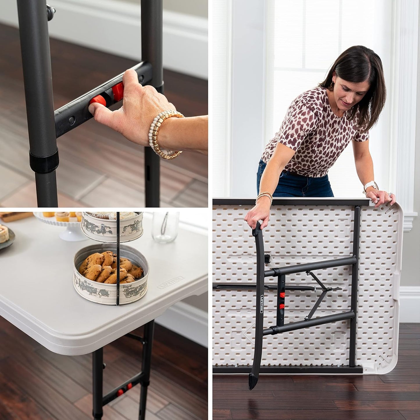 6-Foot Adjustable Height Nesting Table, Commercial, Almond