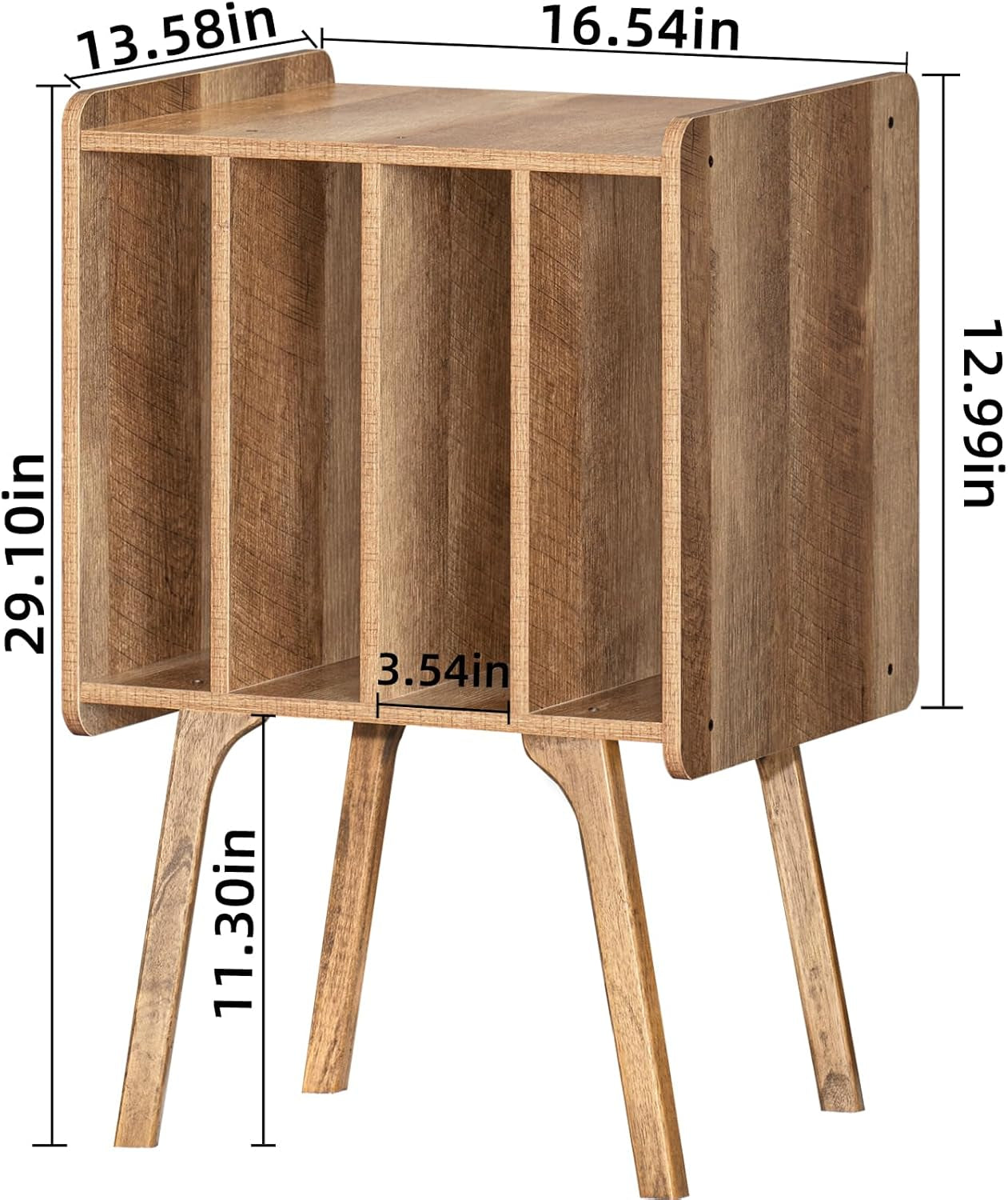 Record Player Stand,Vinyl Record Storage Table with 4 Cabinet up to 100 Albums,Mid-Century Modern Turntable Stand with Wood Legs,Oak Grey Vinyl Holder Display Shelf for Bedroom Living Room