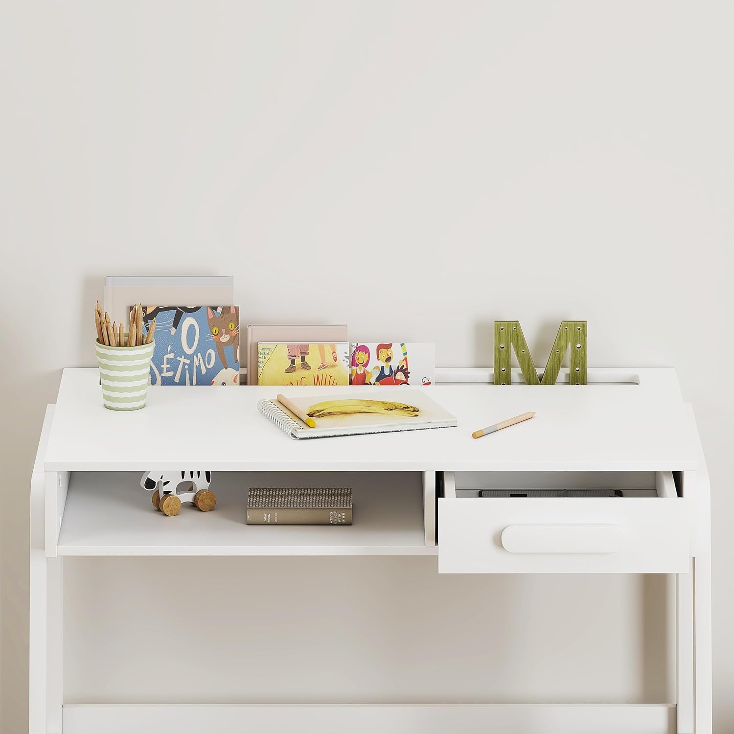 Kids Desk and Chair Set, Study Desk for Kids with Drawers, Wooden Children Table Set, Student Writing Desk Computer Workstation for Bedroom & Study Room