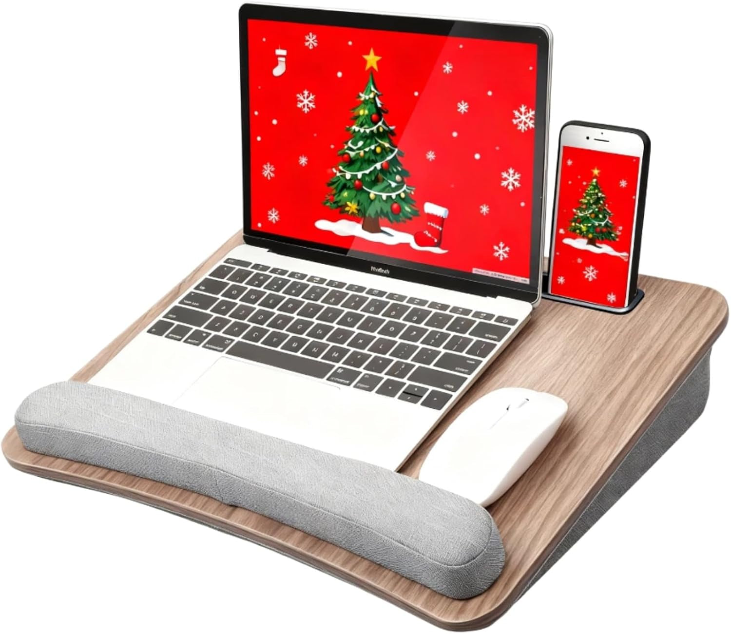 Portable Lap Laptop Desk with Pillow Cushion, Fits up to 15.6 Inch Laptop, with Anti-Slip Strip & Storage Function for Home Office Students Use as Computer Laptop Stand, Book Tablet