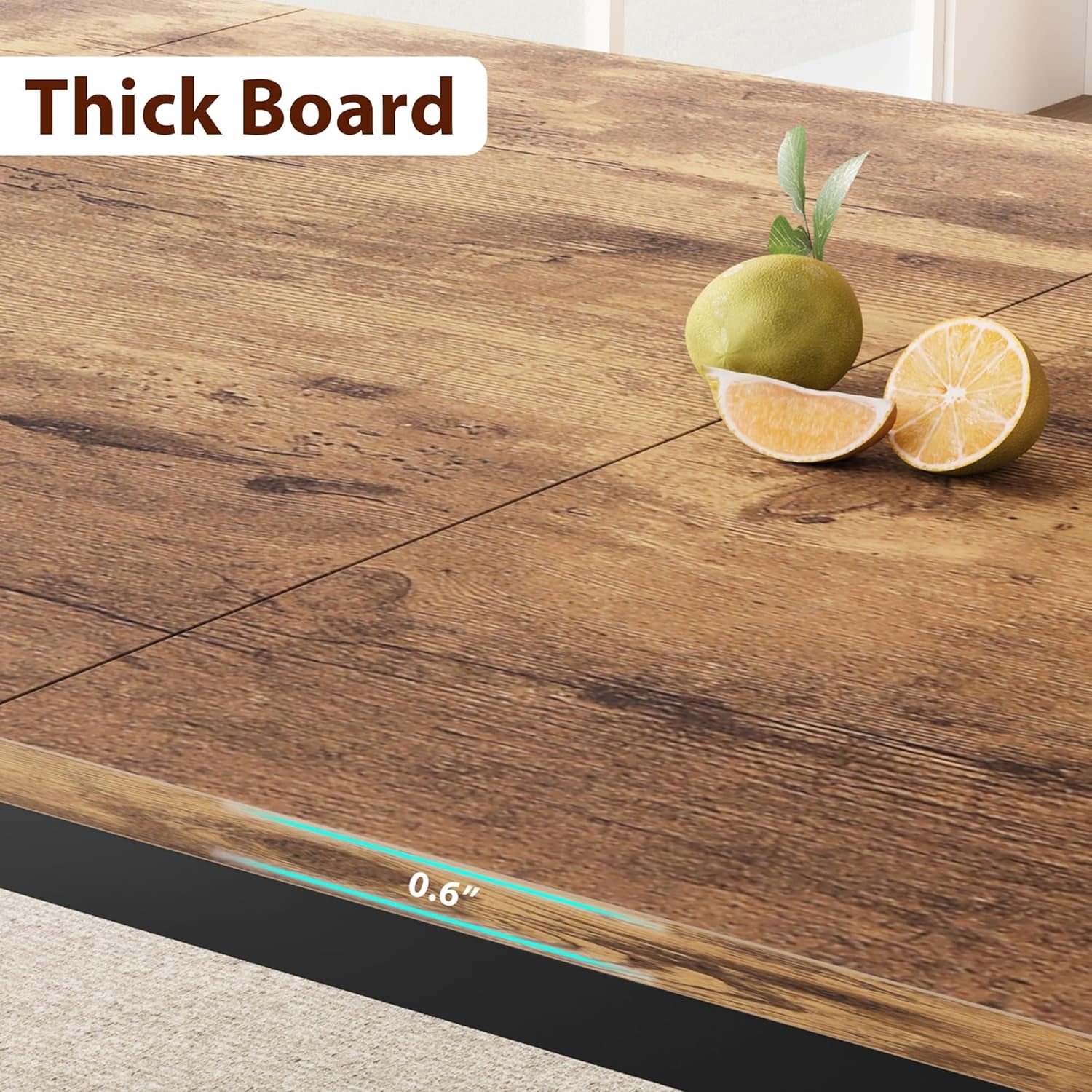 Industrial Large Dining Table for 6-8 People, 78.7" Long Kitchen Table, Modern Rectangle Dinner Table with Rustic Metal for Dining Room, Home Office, Living Room