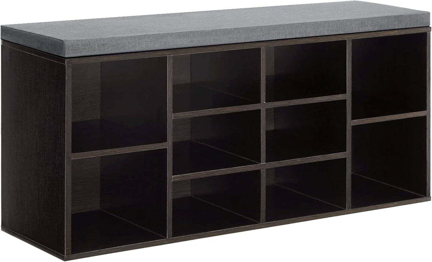 Shoe Bench Storage Bench Entryway Bench Shoe Storage Organizer, 11.8 X 40.9 X 20.7 Inches, with Cushion and 10 Adjustable Compartments for Living Room Entryway Hallway Bedroom