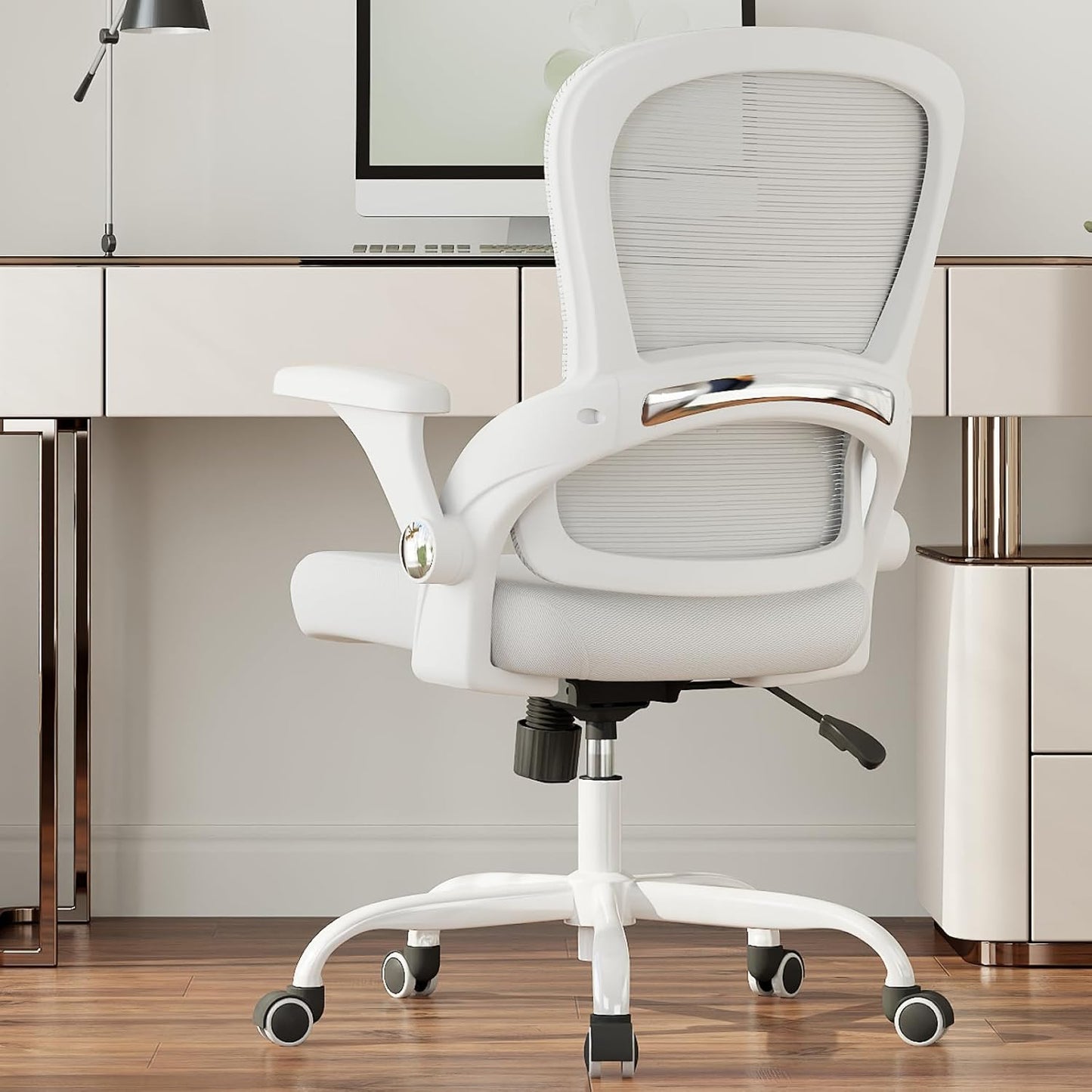 Office Chair - Ergonomic Office Chair with Back Support, Home Office Desk Chairs, Comfy Desk Chair, Computer Chair, 330Lbs Wide Seat Big and Tall Office Chairs for Gamers(White)