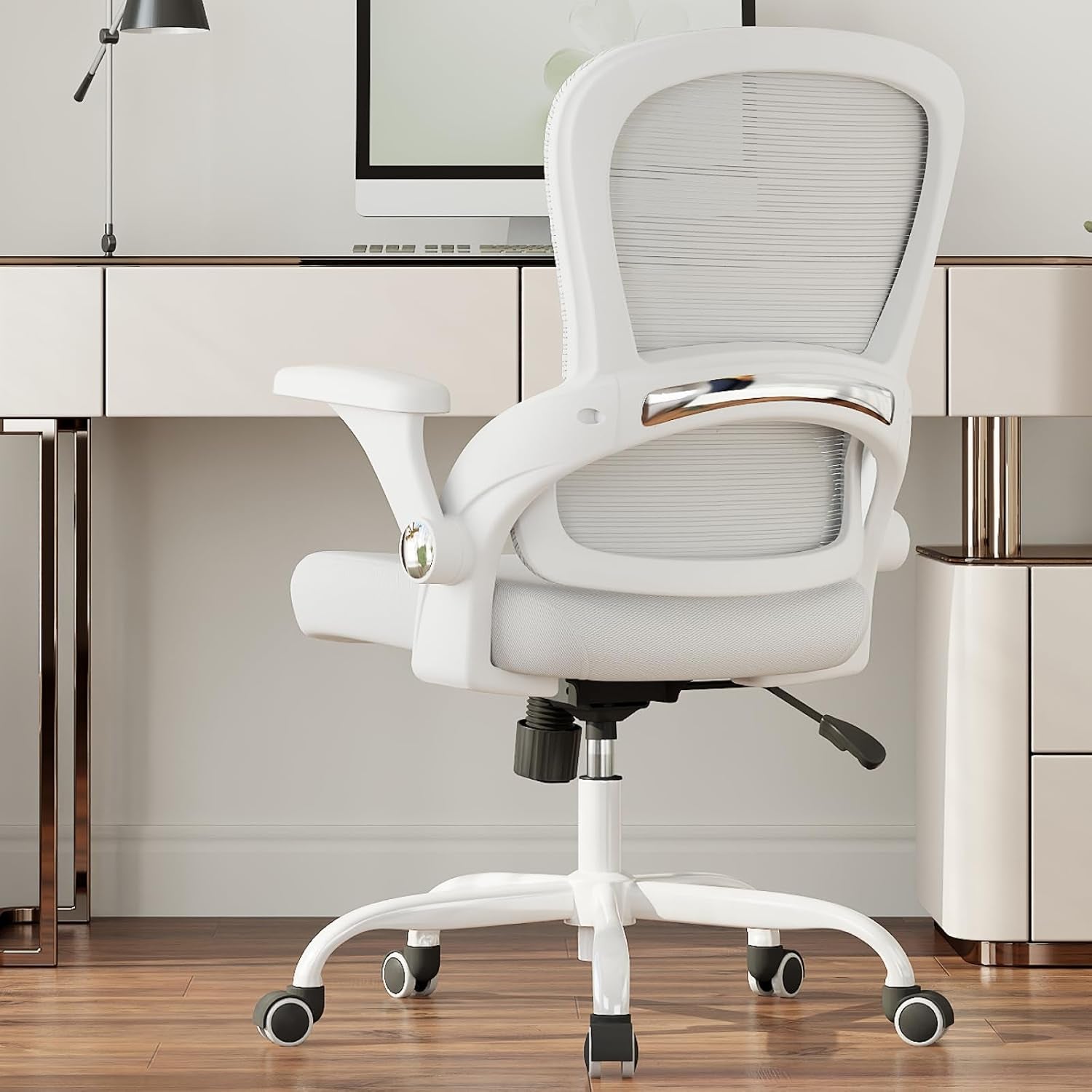 Office Chair - Ergonomic Office Chair with Back Support, Home Office Desk Chairs, Comfy Desk Chair, Computer Chair, 330Lbs Wide Seat Big and Tall Office Chairs for Gamers(White)