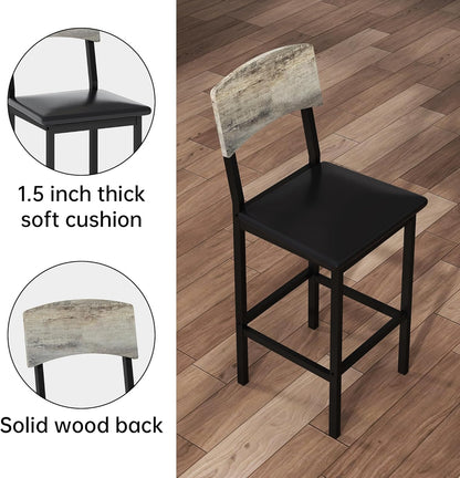 5-Piece Dining Table Set, Dining Table Set for 4, Counter Height Table & 4 Bar Stools, Modern Kitchen Dining Set, with Upholstered Chairs, Compact Dining Set for Small Spaces, Gray