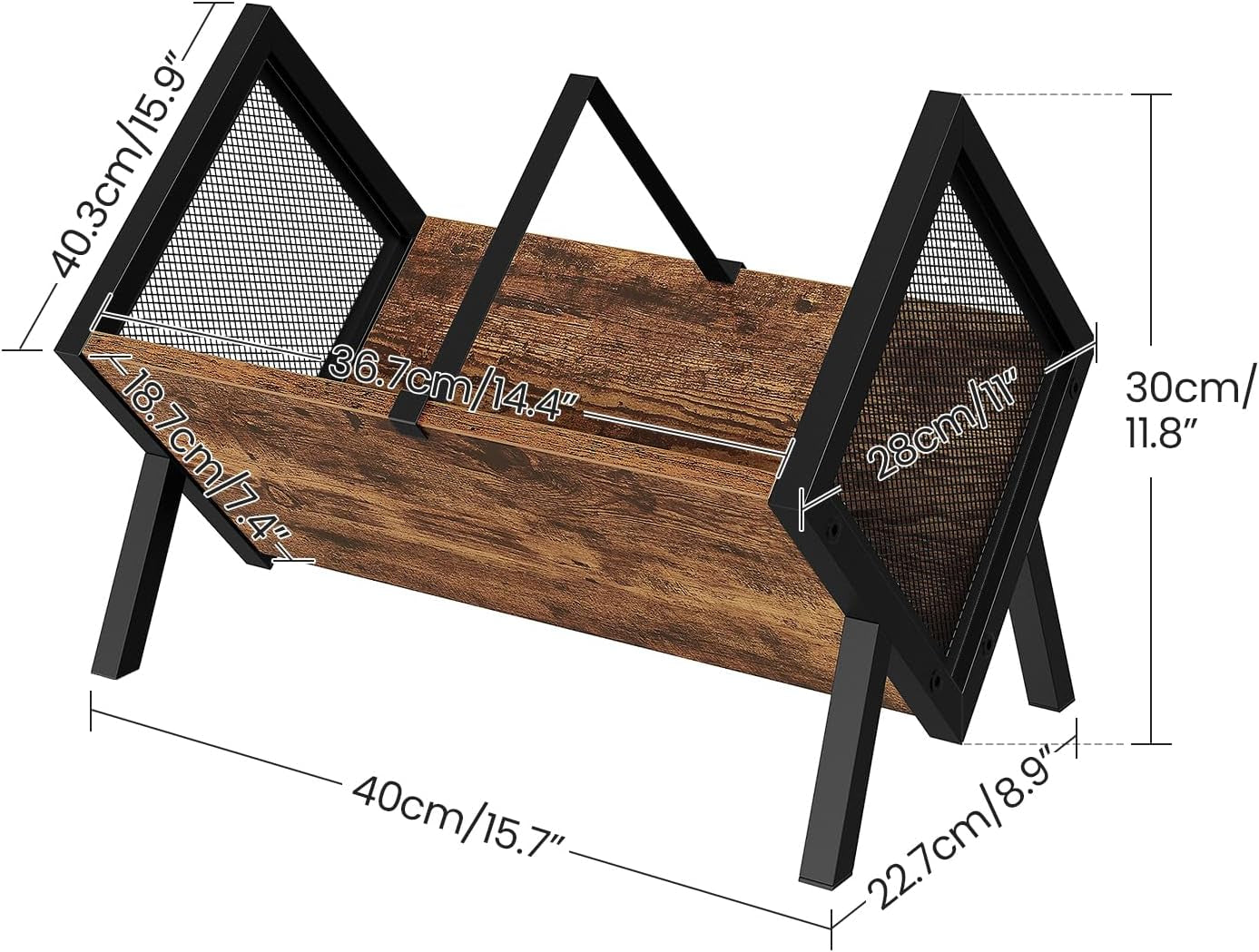 Vinyl Record Holder, Vinyl Record Storage Rack, Album Display Rack, Versatile Storage Shelf, Album Organizer, for Magazine, Files, Book, Rustic Brown Black TCW01BF