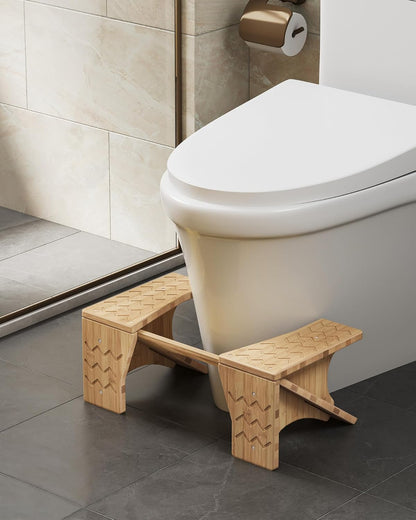 Bamboo Toilet Stool, Adjustable Poop Stool with Non-Slip Grooves, Height Convertible to 6.9 or 9.5 Inches, Squat Potty Stool for Bathroom, Space-Saving, Light Bamboo UBCB111N01