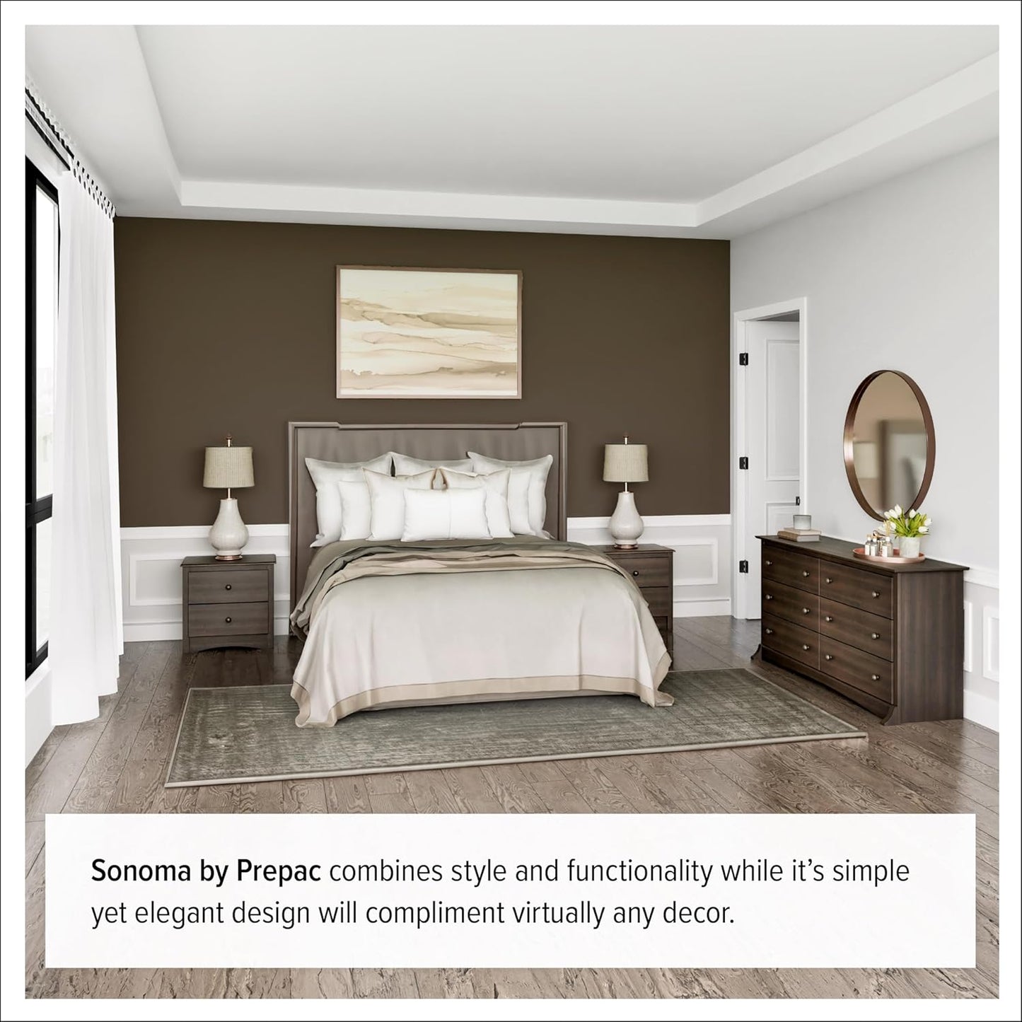 Sonoma Superior 5-Drawer Dresser for Bedroom - Spacious and Stylish Chest of Drawers, Measuring 17.75"D X 31.5"W X 44.75"H, in Espresso Finish