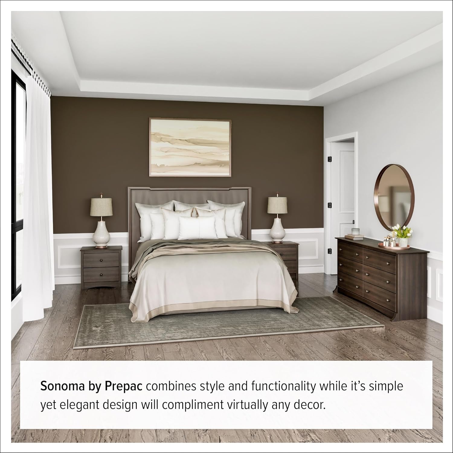 Sonoma Superior 5-Drawer Dresser for Bedroom - Spacious and Stylish Chest of Drawers, Measuring 17.75"D X 31.5"W X 44.75"H, in Espresso Finish