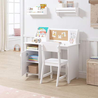 Kids Study Desk with Chair, Kids Desk and Chair Sets with Hutch for 3-8, Wooden Children Study Table, Student Writing Table Computer Workstation