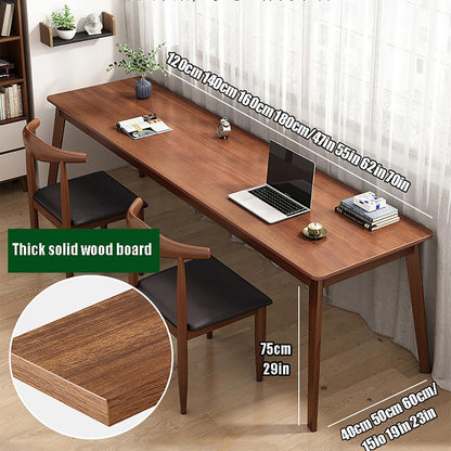 Mid-Century Wood Long Desk Table,Extra Large Two Person Office Desk,Home Computer Desk,Solid Writing Study Table,Double Workstation Desk, Walnut，Walnut 160X60X75Cm