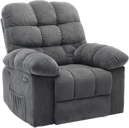 Rocking Recliner Chair,360° Swivel Rocker Chair for Living Room,Upholstered Fabric Glider Nursery Chair with Side Pockets for Small Spaces,Q235 Steel Frame Lazy Boy Recliner Single Sofa