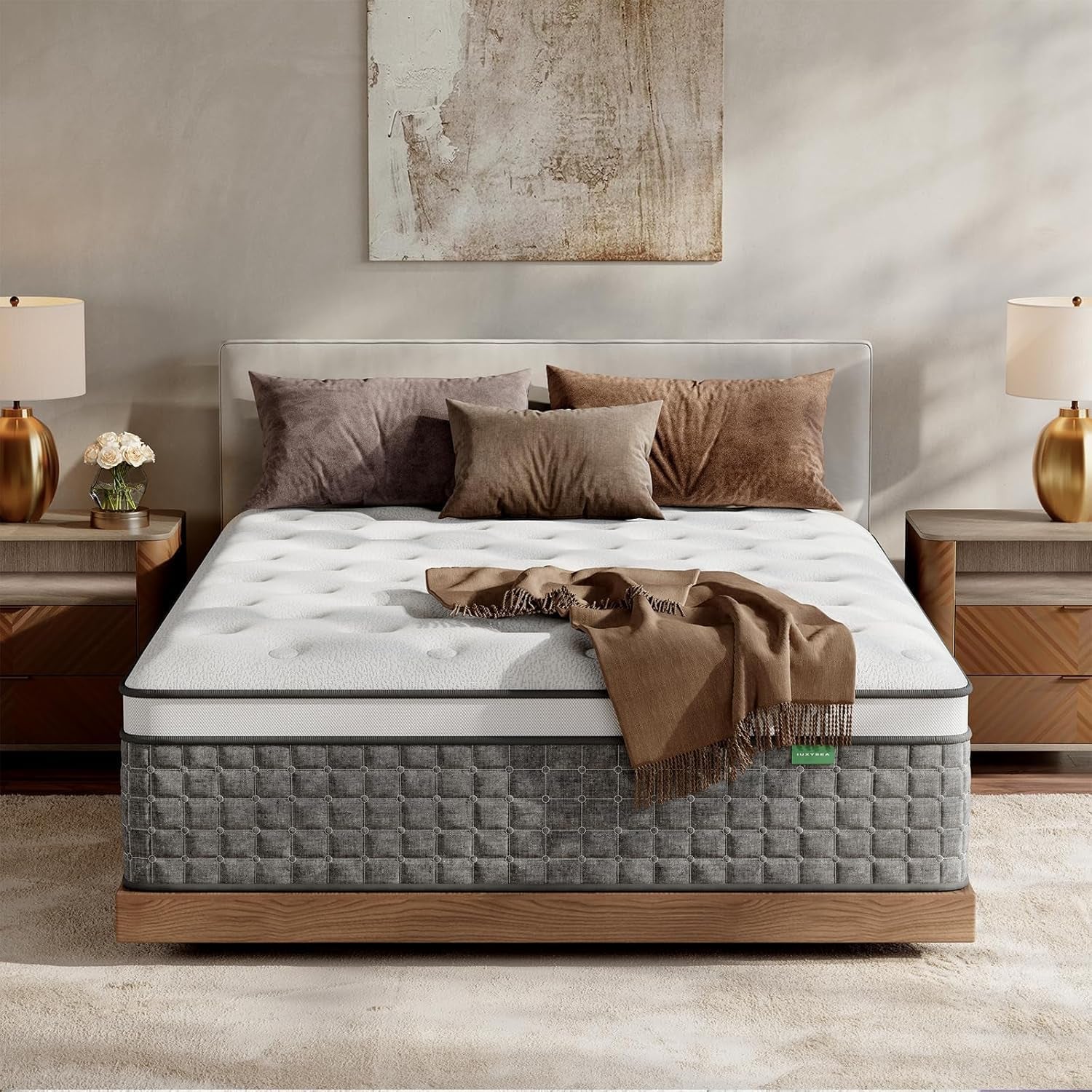 King Size Mattress, Medium Firm 14 Inch Hybrid Mattress King Size in a Box - Memory Foam & Pocket Springs for Back Pain Relief, Fiberglass Free, Motion Isolation, Certipur-Us & OEKO-TEX Certified