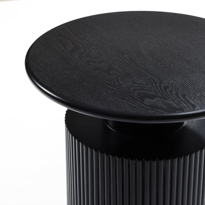 Luxenhome Black Side Table, 22" Fluted round Side Table for Small Spaces, Modern Accent End Table for Living Room Couch, Bedroom, Bedside Table, Nightstand