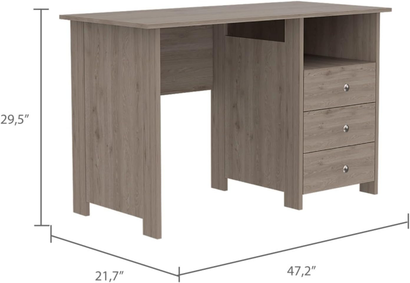 Modern Look Wooden Computer Desk with Open Storage Shelf and 3-Drawers, Multifunctional and Practical Study Writing Table for Studio Apartments, Dorms, Bedrooms, and Small Offices