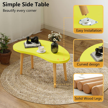 Mango Coffee Table Low Table with 4 Solid Wood Sturdy Legs, Floor Table Desk for Sitting on the Floor, Storage and Living Room Furniture (Yellow)