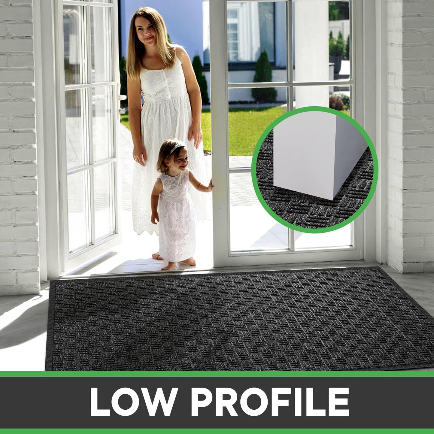 Front Door Mat, Heavy Duty Durable Welcome Mat for Outdoor Indoor, Dirt Trapper Waterproof Super Absorbent Door Mat for Entryway outside Patio Porch, 29.5" X 17", Grey