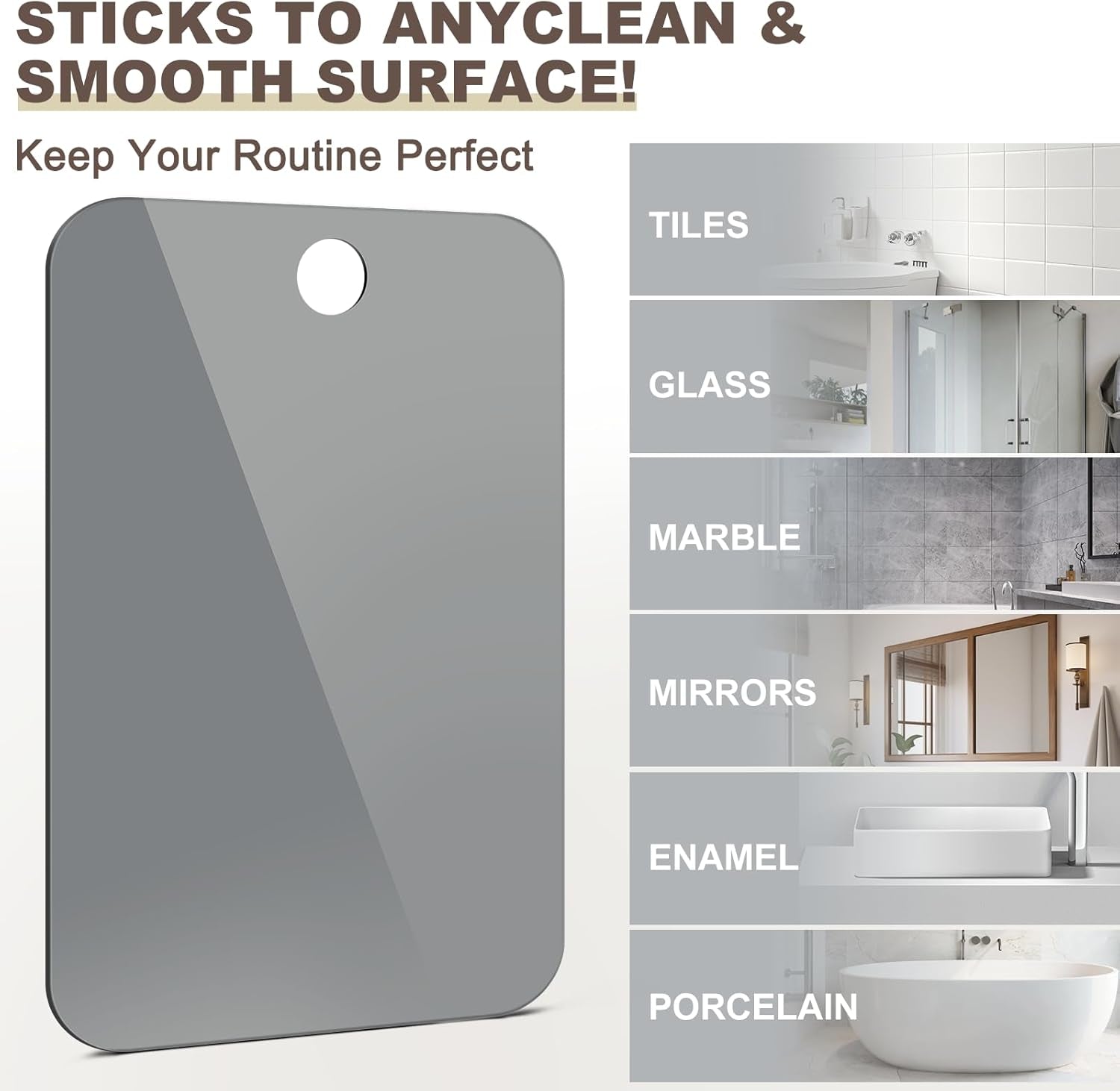 Shower Mirror Fogless for Shaving Anti-Fog Frameless Wall Hanging Makeup,11.81" L X 7.87" W,Dimgrey